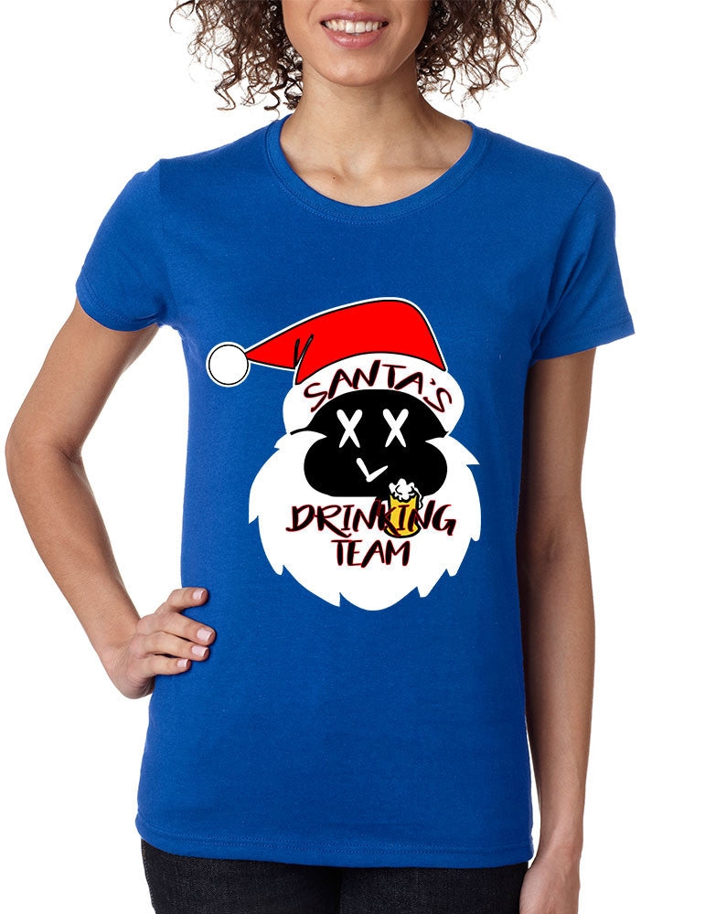 Women's Shirt Santa's Drinking Team Funny Ugly Xmas Shirt - ALLNTRENDSHOP - 1