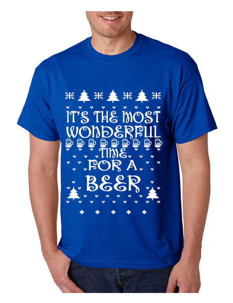Men's T Shirt It's Most Wonderful Time for Beer Ugly Sweater Xmas - ALLNTRENDSHOP - 3