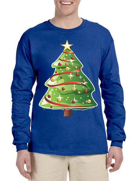 Men's Long Sleeve Christmas Tree Cute Holiday Gift Ugly Xmas