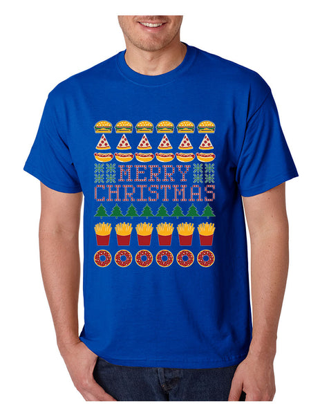 Men's T Shirt Junk Food Merry Christmas Ugly sweater Food Lovers - ALLNTRENDSHOP - 3