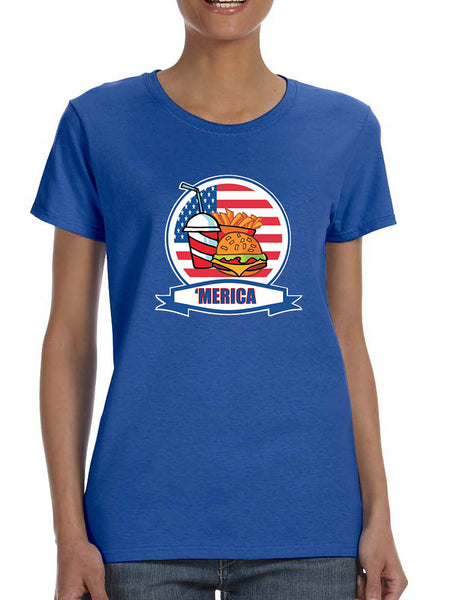 Women's T Shirt Fast Food 'merica Love USA 4th Of July