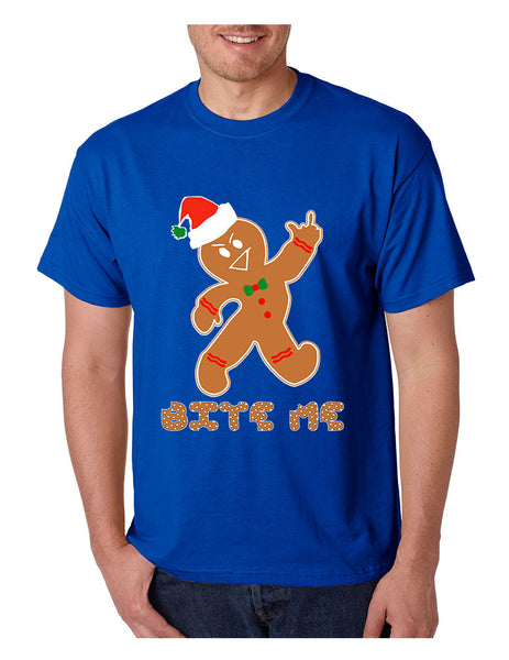 Men's T Shirt Bite Me Gingerbread Ugly Christmas Funny Gift Cool Tee - ALLNTRENDSHOP - 2