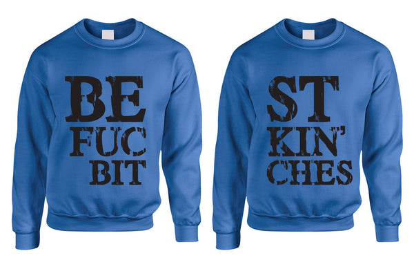 Couple Crewneck Best Bit**es BFF Set Of 2 Love Black Print