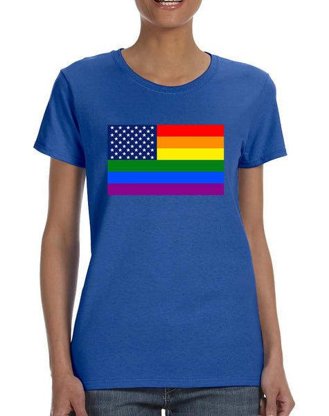 Women's T Shirt United States Gay Pride Flag Love Parade Tee