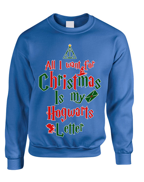 Adult Sweatshirt All I Want For Xmas Is Hogwarts Letter Holiday Top