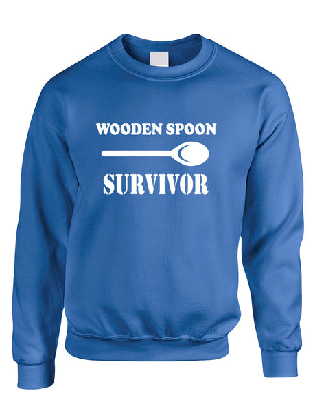 Adult Sweatshirt Wooden Spoon Survivor Humor Text Funny Top