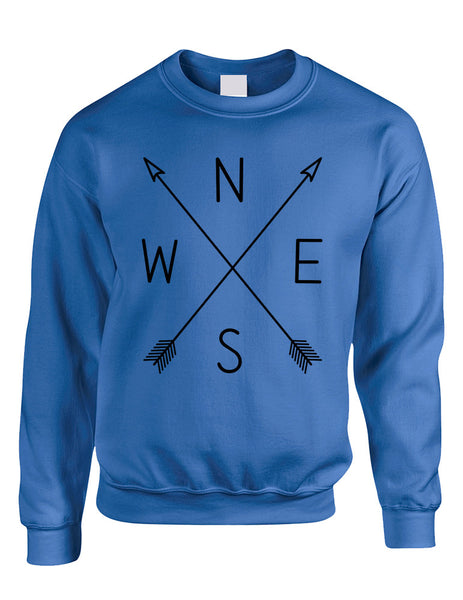 Adult Sweatshirt Compass Arrow Nice Cool NWSE Graphic Top - ALLNTRENDSHOP - 6