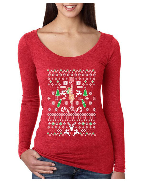 HO HO HO Christmas Dancer Women's Shirt Ugly Christmas Sweater - ALLNTRENDSHOP