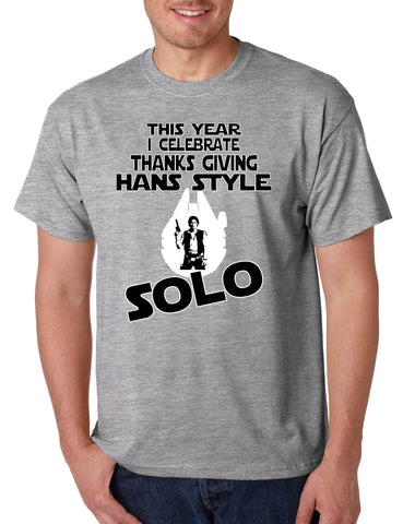 Men's T Shirt This Year I Celebrate Thanks Giving Solo Trendy Holiday