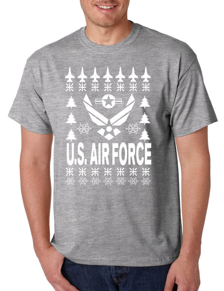 Men's T Shirt Air Force Ugly Christmas Top Holiday Gift Xmas Party
