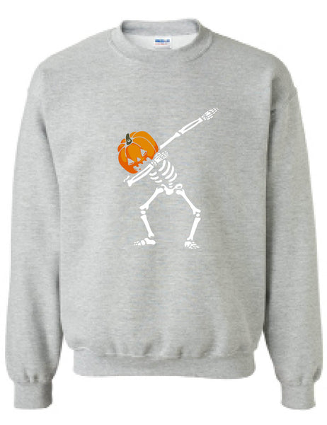 Adult Sweatshirt Dabbing Pumpkin Cool Dab Scary Halloween Skeleton