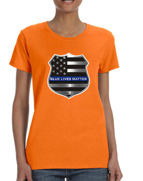 Women's T Shirt Blue Lives Matter American Flag Tee