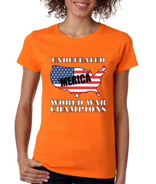Women's T Shirt Undefeated World War Champions Love USA