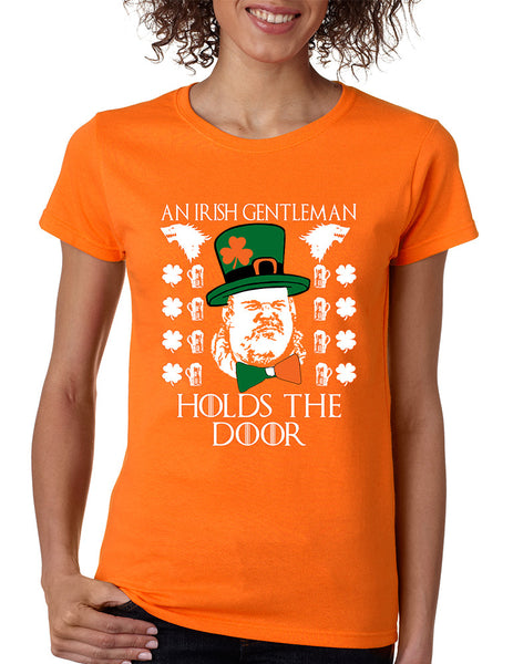 Women's T Shirt Irish Hodor Hold The Door St Patrick's Day Tee