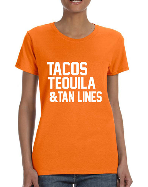Women's T Shirt Tacos Tequila Tan Lines Beach Summer