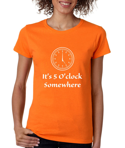 Women's T Shirt It's 5 O'clock Somewhere Drinking Beer Party Tee - ALLNTRENDSHOP - 5
