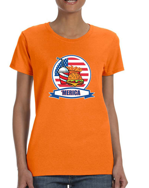 Women's T Shirt Fast Food 'merica Love USA 4th Of July