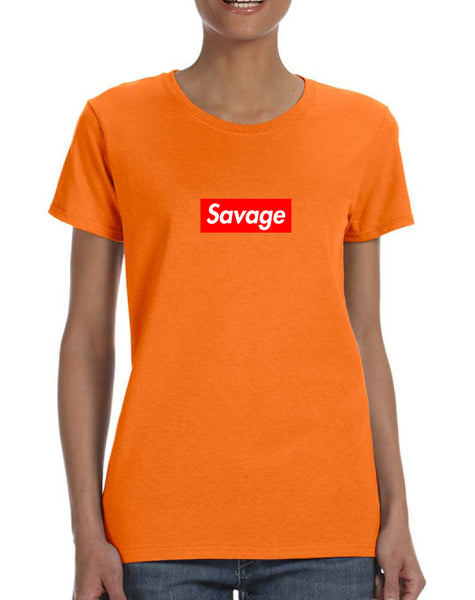 Women's T Shirt Savage Red Box Trendy Cool Tee Shirt
