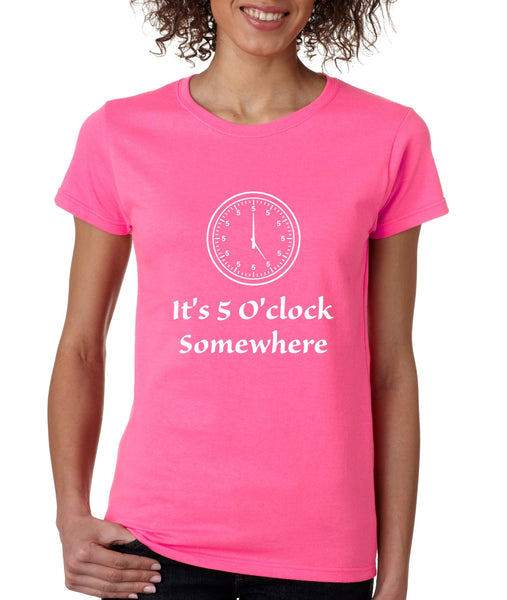 Women's T Shirt It's 5 O'clock Somewhere Drinking Beer Party Tee - ALLNTRENDSHOP - 6