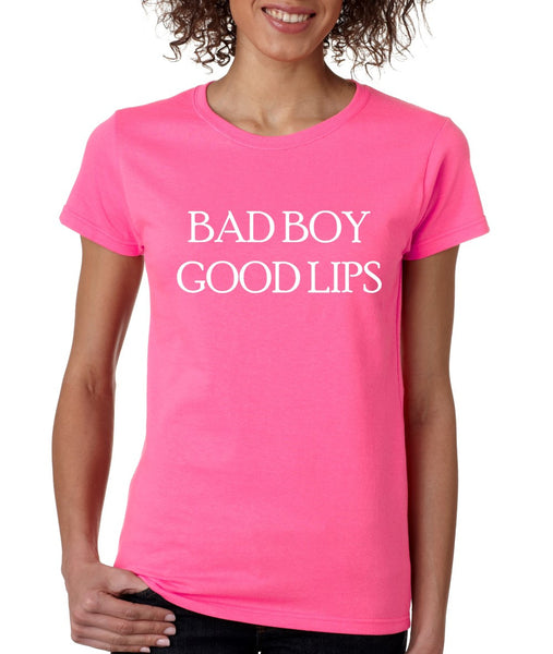 Women's T Shirt Bad Boy Good Lips Cool Humor Tee - ALLNTRENDSHOP - 1