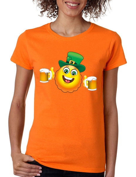 Irish smiling Emoji ST patricks women t-shirt - ALLNTRENDSHOP - 2