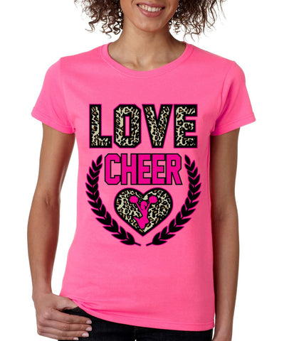 Love Cheer Leopard womens T-Shirts - ALLNTRENDSHOP - 1