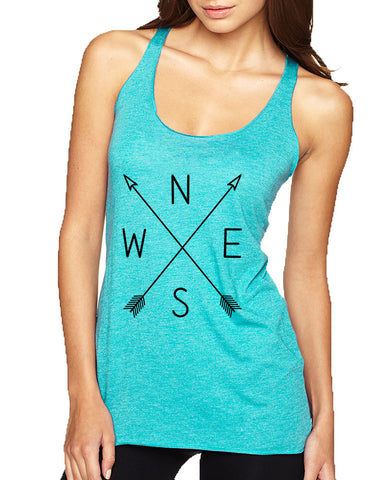 Women's Tank Top Compass Arrow Crossed NWSE Graphic Tank - ALLNTRENDSHOP - 1