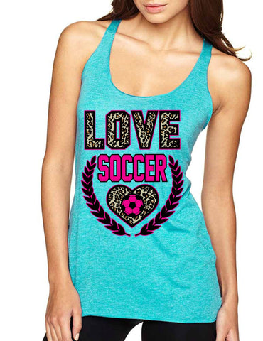 Love Soccer Leopard Womens Triblend Tanktop - ALLNTRENDSHOP - 1