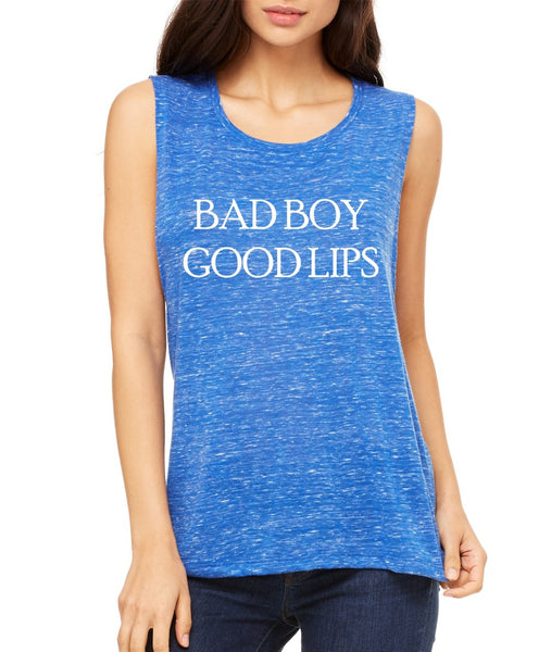 Women's Flowy Muscle Top Bad Boy Good Lips Cool Top - ALLNTRENDSHOP - 5
