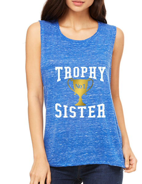 Women's Flowy Muscle Top Trophy Sister Love Family Cute - ALLNTRENDSHOP - 6