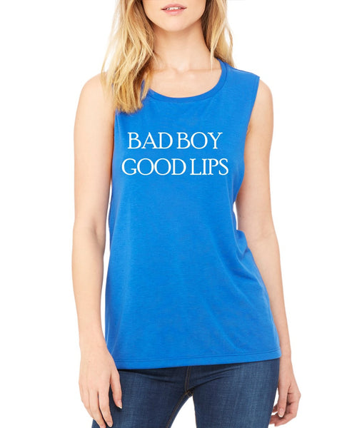 Women's Flowy Muscle Top Bad Boy Good Lips Cool Top - ALLNTRENDSHOP - 6
