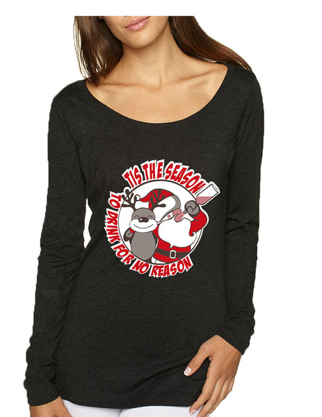 Women's Shirt Tis The Season Drink No Reason Christmas Shirt - ALLNTRENDSHOP - 2
