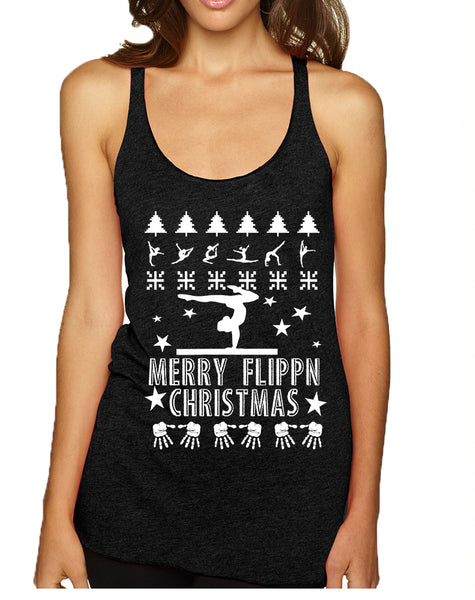 Women's Tank Top Merry Flippn Christmas Gymnastics Ugly Xmas