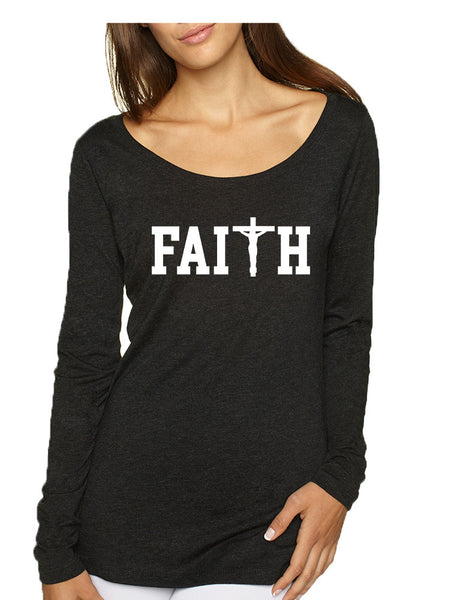 Women's Shirt Faith Print Cross Love Christian Shirt