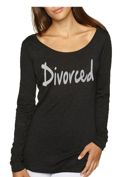 Women's Shirt Divorced Glitter Silver Print Funny Single Party
