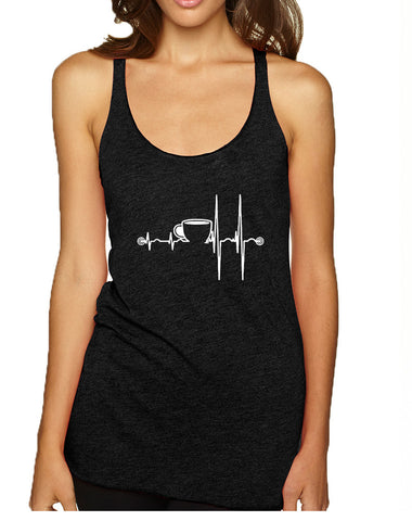 Women's Tank Top Coffee Heartbeat Love Coffee Addict Top