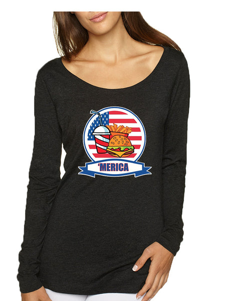 Women's Shirt Fast Food 'merica Love USA 4th Of July Tee
