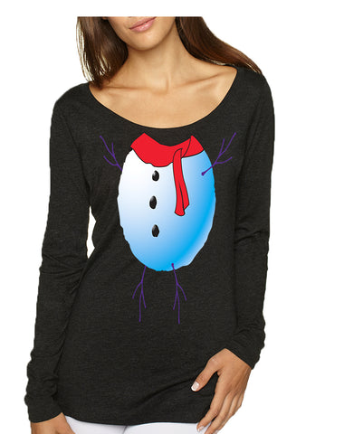 Women's Shirt Snowman Tie Cute Ugly Christmas Trendy Present
