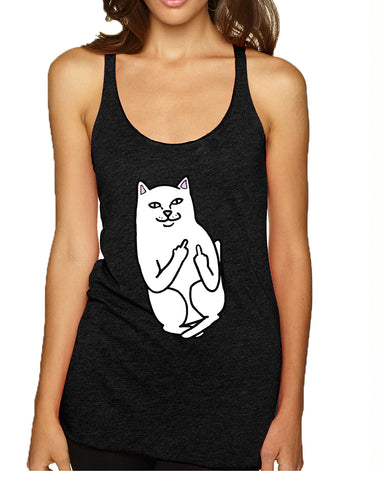 Women's Tank Top Middle Finger Cat Humor Graphic Top