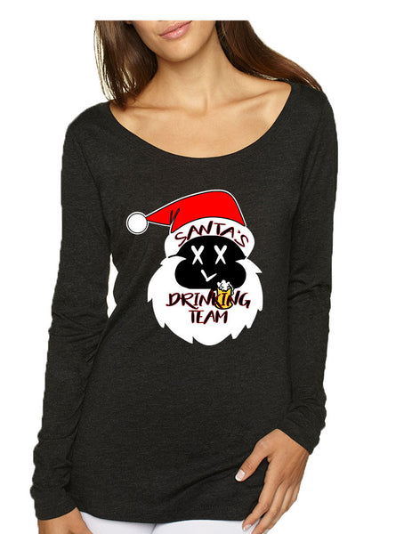 Women's Shirt Santa's Drinking Team Funny Ugly Xmas Shirt - ALLNTRENDSHOP - 3