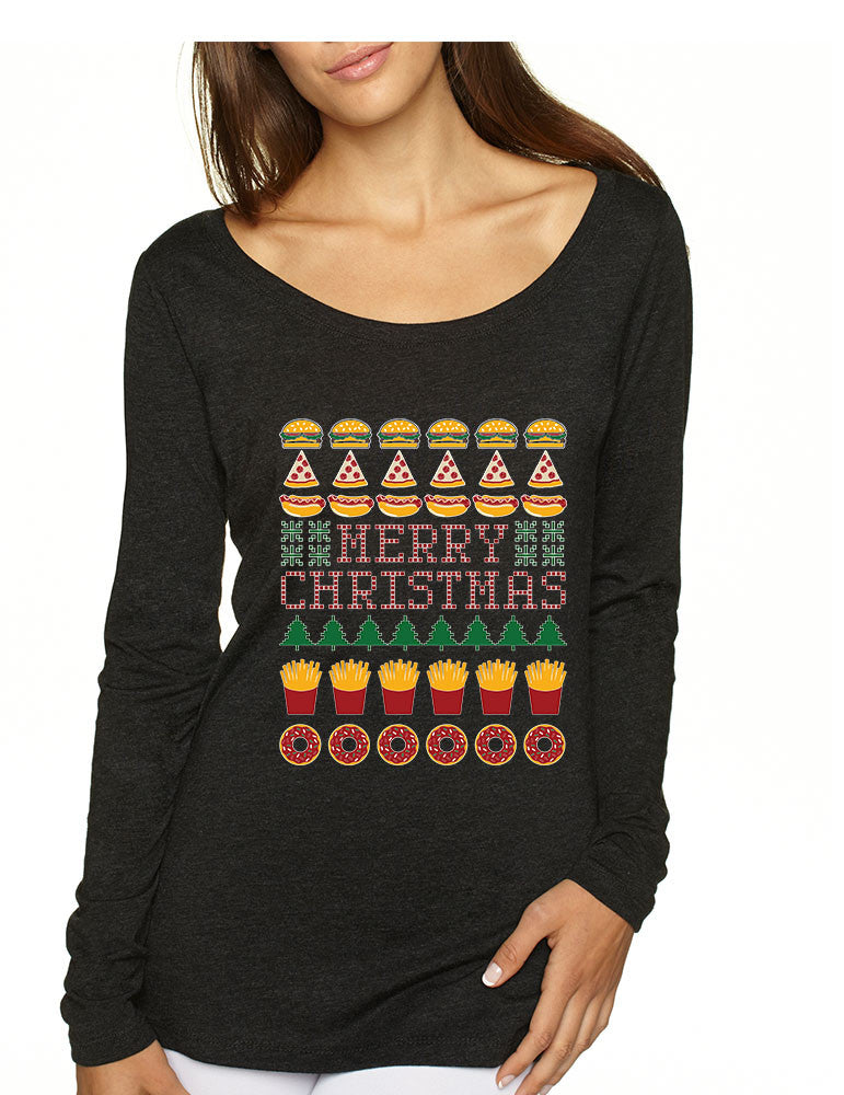 Women's Shirt Junk Food Merry Christmas Ugly sweater Humor Gift - ALLNTRENDSHOP - 1