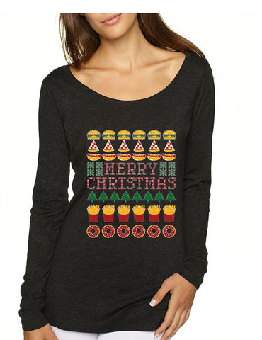Women's Shirt Junk Food Merry Christmas Ugly sweater Humor Gift - ALLNTRENDSHOP - 1