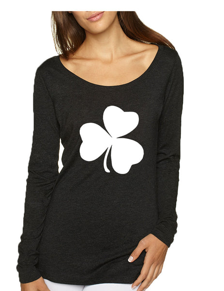 Women's Shirt White Shamrock Graphic St Patrick's Day Cool Top - ALLNTRENDSHOP - 2