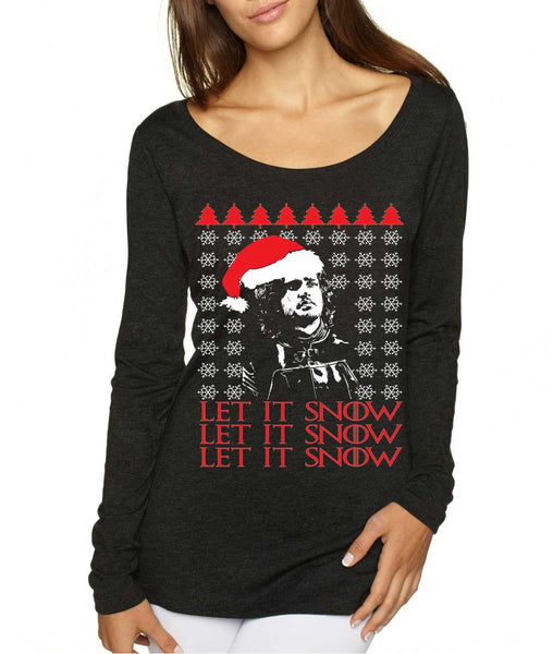 Women's Shirt Let It Snow Ugly Christmas Jon Snow Holiday Top