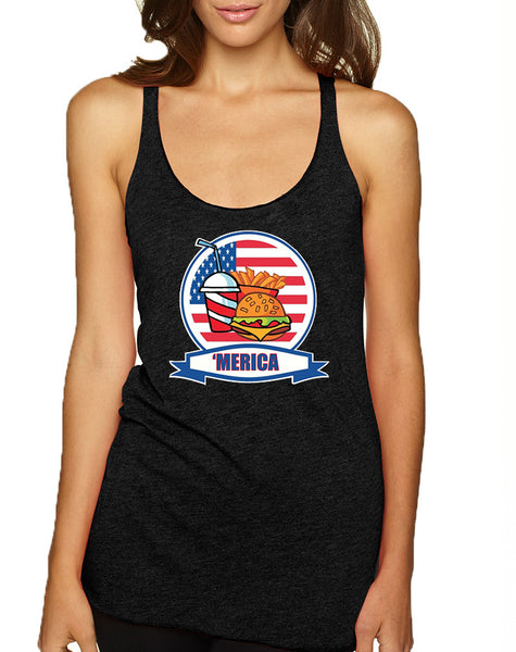 Women's Tank Top Fast Food 'merica Love USA 4th Of July Top