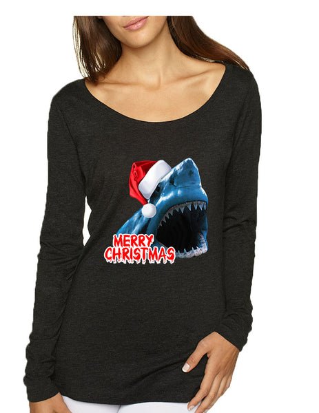 Women's Shirt Santa Jaws Merry Christmas Ugly Fun Xmas Gift - ALLNTRENDSHOP - 2