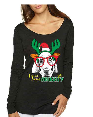 Women's Shirt I Am On Santa's Naughty List Xmas Tee Dog Lover