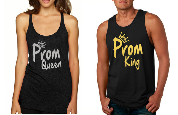 Couple Tank Top Prom Queen King Gold Silver Cool Prom Tops