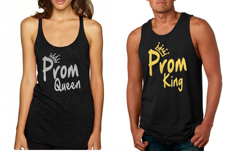 Couple Tank Top Prom Queen King Gold Silver Cool Prom Tops