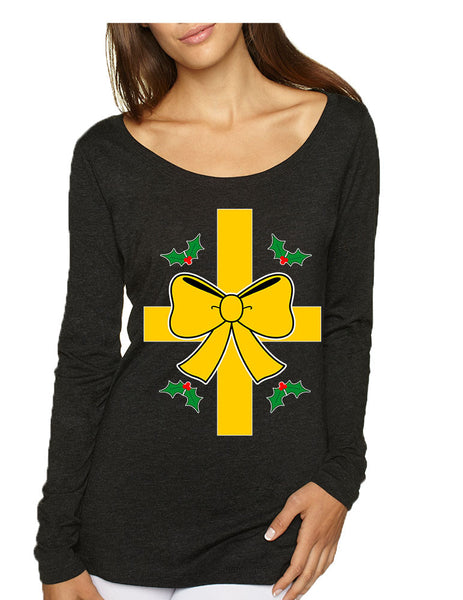 Women's Shirt Christmas Gift Wrap Xmas Ugly T Shirt Fun Shirt - ALLNTRENDSHOP - 3